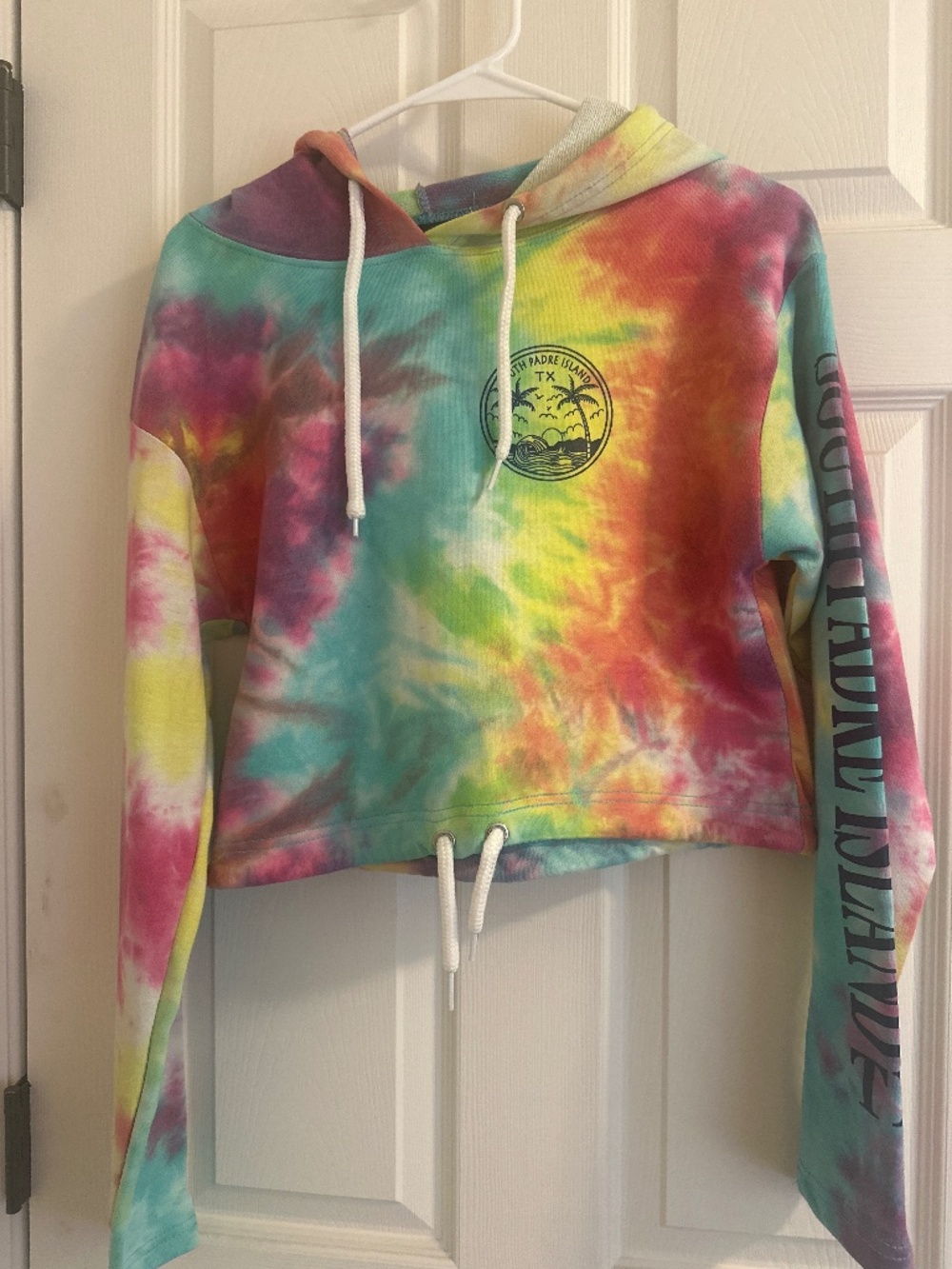 South Padre Island Tie dyed cropped hoodie